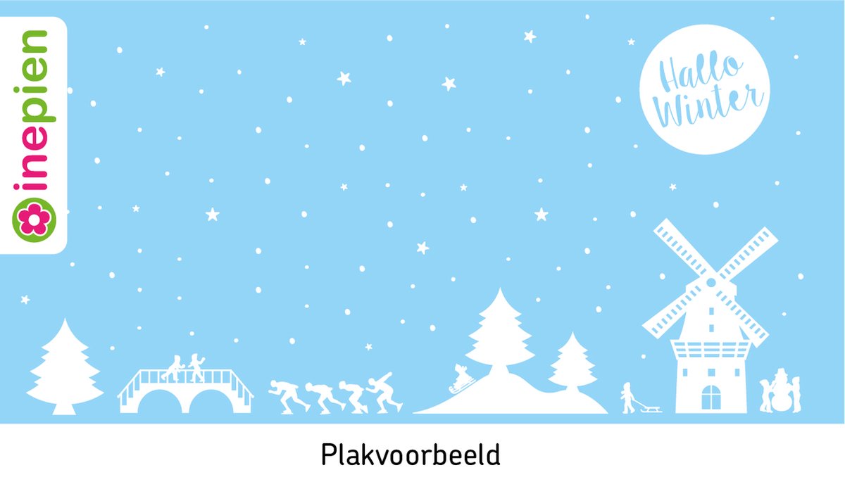 Inepien | herbruikbare raamsticker | winter | hallo winter | wit